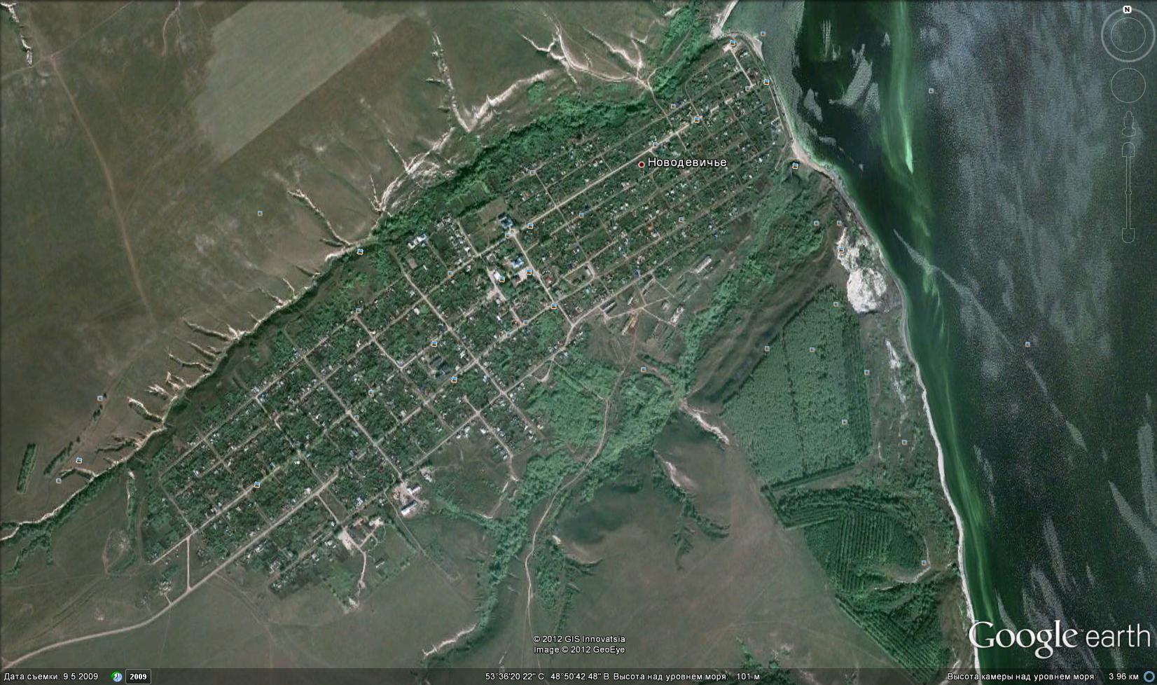 Новодевичье со спутника - Космоснимок Google Earth: село Новодевичье